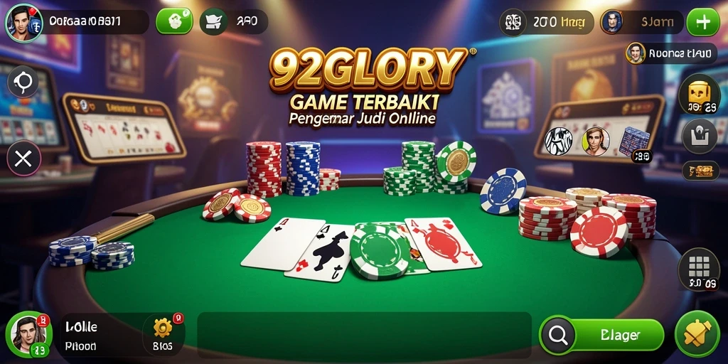Screenshot dari permainan Poker di 92GLORY yang menunjukkan suasana kompetitif.