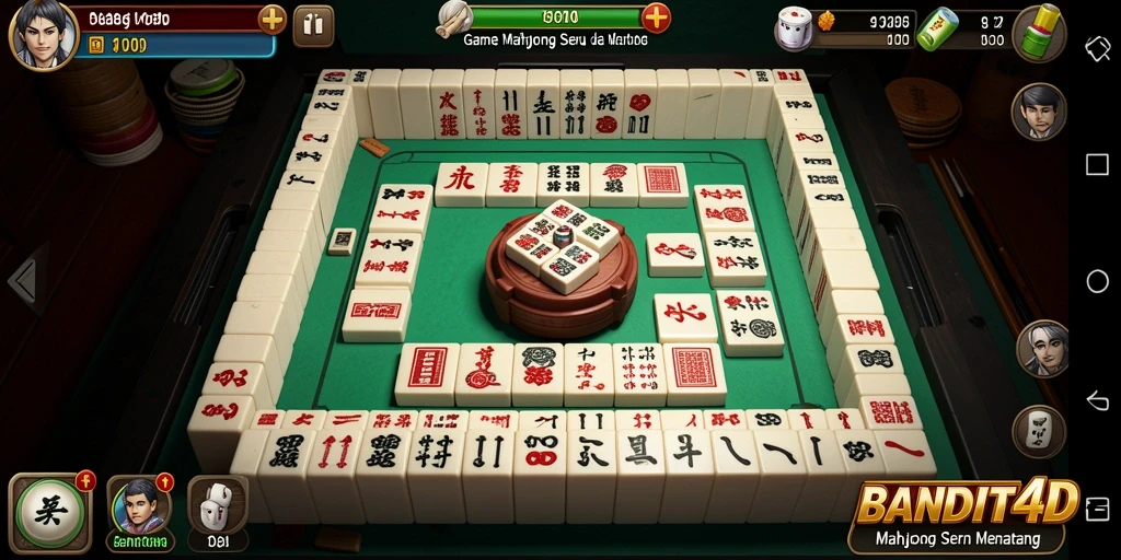 Tangkapan layar gameplay BANDIT4D yang menampilkan suasana permainan Mahjong yang seru.