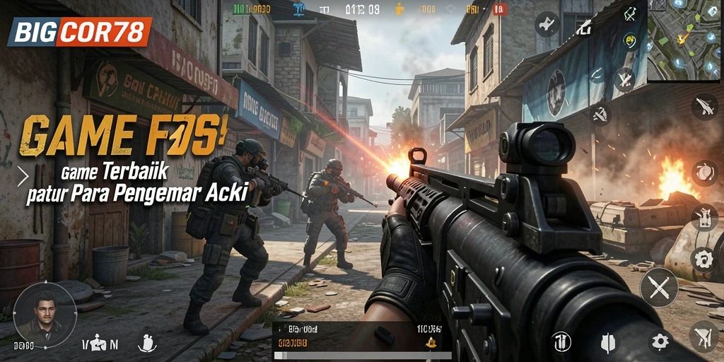 Screenshot gameplay BIGCOR78 menunjukkan aksi tembak-menembak yang mendebarkan.