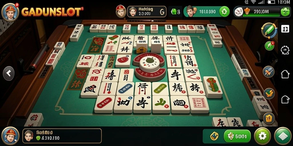 Tangkapan layar GADUNSLOT menunjukkan gameplay Mahjong yang seru.