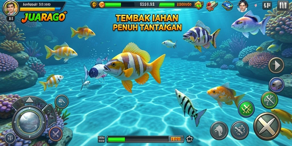 Tampilan gameplay JUARAGO yang mengasyikkan saat menangkap ikan.
