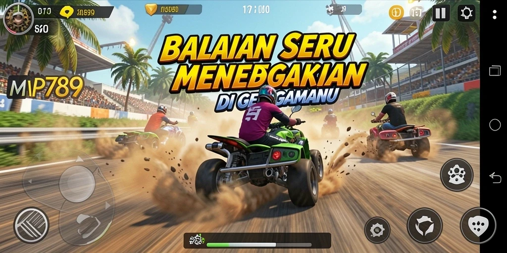 Screenshot menampilkan aksi balapan seru di <strong>MVP789</strong>.