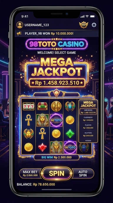 Tampilan utama 98toto dengan berbagai pilihan aplikasi.